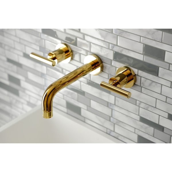 KS8122CML Manhattan 2-Handle 8 Wall Mount Bathroom Faucet, Brass